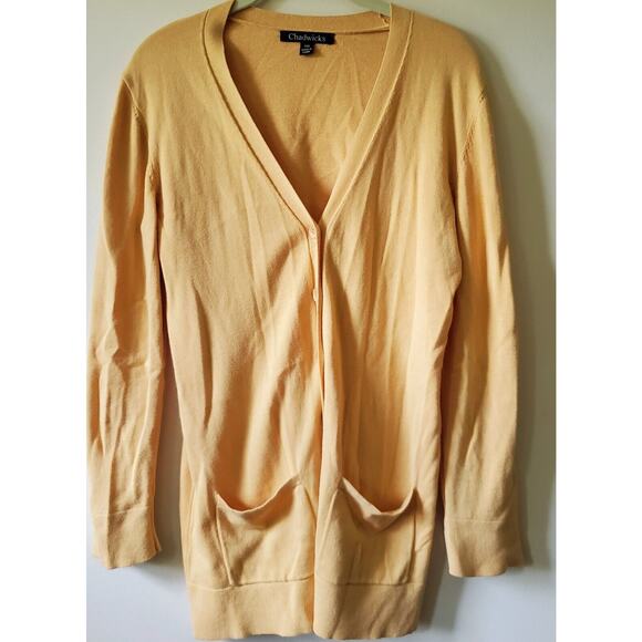 Chadwicks Sweaters - Chadwick's Cardigan Womens Size PM Soft Yellow Retro Button 50s 60s Cotton Sz M